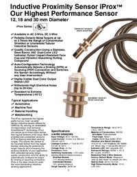 Thumbnail of document Data Sheet - E59-M30C129C02-D1 Cutler-Hammer 2-wire AC & 3-wire DC Inductive Proximity Senors
